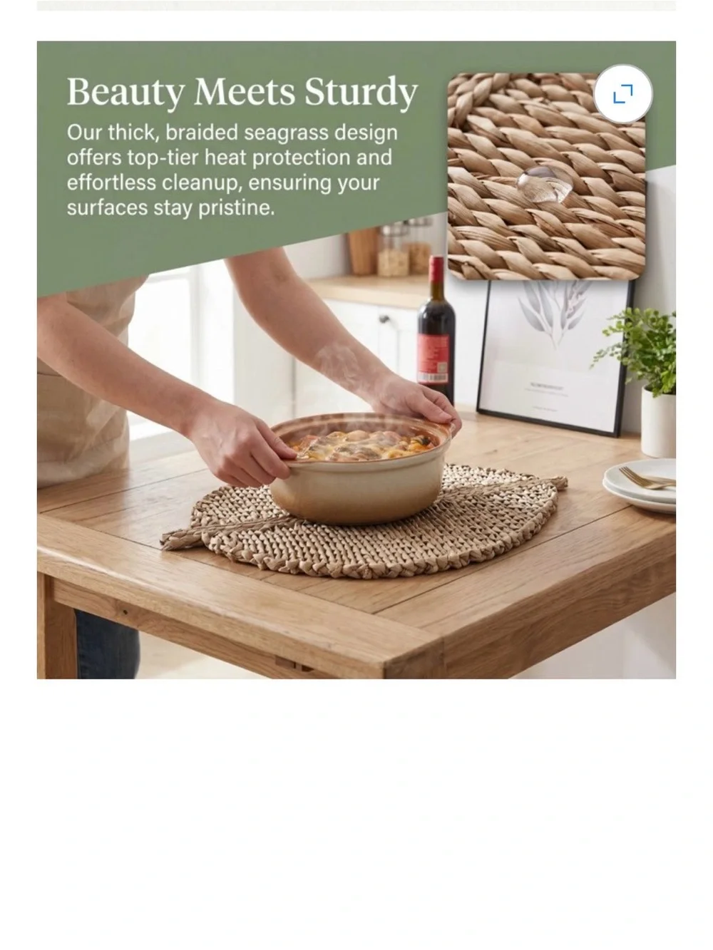 Braided Seagrass Trivet / Hot Pad - Natural